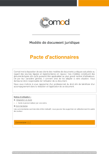 Modèle Pacte d'actionnaires