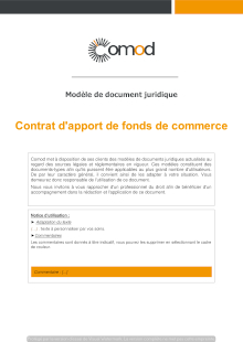 Modèle Contrat d'apport de fonds de commerce