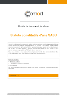 Modèle : Statuts constitutifs d'une SASU