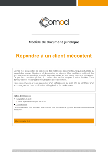 Modèle Répondre à un client mécontent