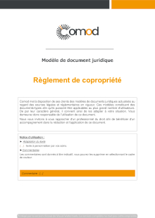 Modèle : Règlement de copropriété