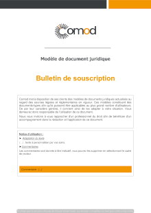 Modèle Bulletin de souscription