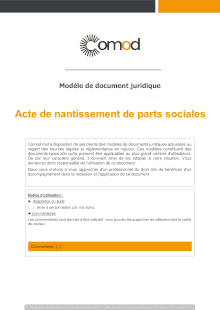 Modèle : Acte de nantissement de parts sociales 