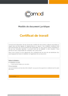 Modèle Certificat de travail