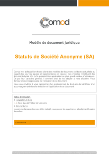 Modèle Statuts de Société Anonyme (SA)