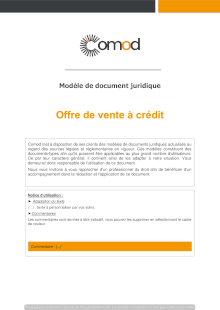 Modèle Offre de vente à crédit 