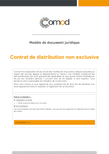 Modèle Contrat de distribution non exclusive