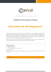 Modèle : Deal memo de développement