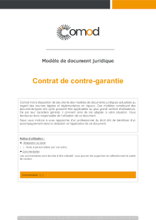Modèle : Contrat de contre-garantie