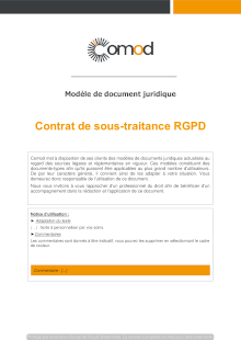 Modèle : Contrat de sous-traitance RGPD