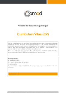 Modèle Curriculum Vitae (CV)