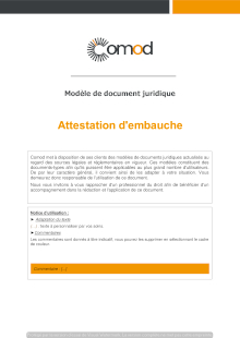 Modèle Attestation d'embauche 